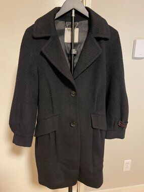 LIST Alpaca Blend Oversized Black Coat – Korean Designer Wool Coat